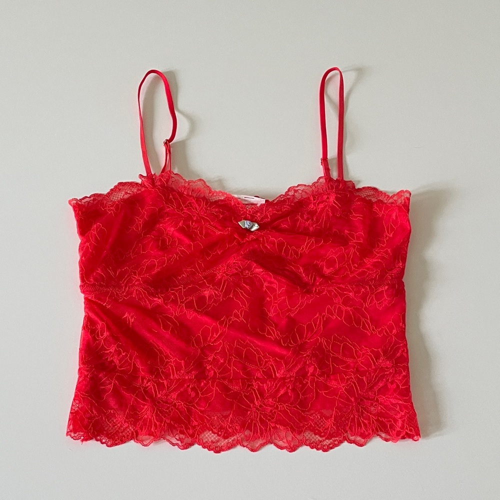 Free People Floral Lace Camisole Lacey Essential Cami Red Romantic